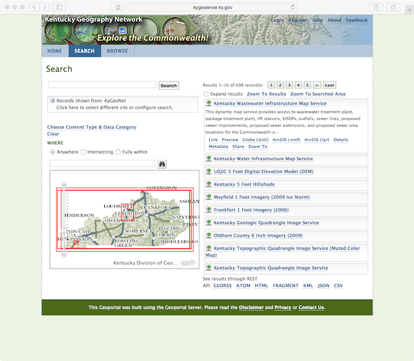 KyGeoPortal Search Page
