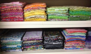 Rainbow Stacks of Fabric